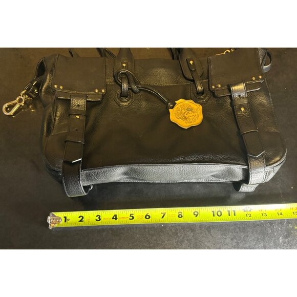 Vince Camuto Black Leather Tote Bag Double Handles Buckle Detail - Picture 8 of 13